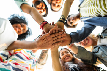 Obraz premium Diverse hands united together.