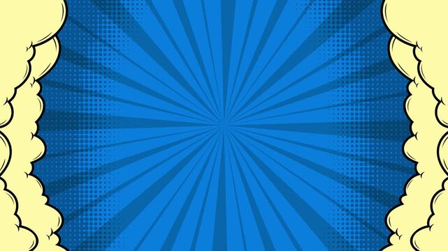 Animated comic background | Expression balloon pop art style 4k video Animation | 4k animated radial rays and dots pattern | Motion graphics and digital composition | Vintage pop art background