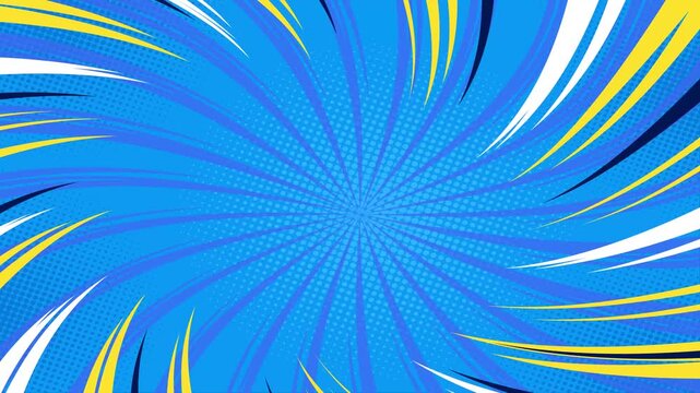 Animated comic background | Expression balloon pop art style 4k video Animation | 4k animated radial rays and dots pattern | Motion graphics and digital composition | Vintage pop art background