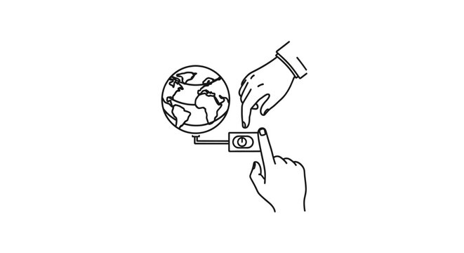 Hand holding globe on credit card.