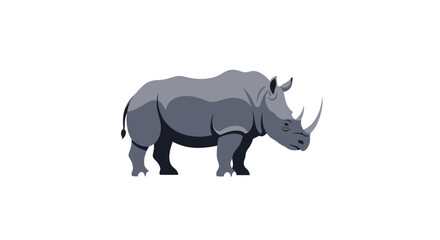 Fototapeta premium Gray Rhinoceros Standing Sideways Profile.