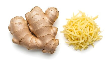 Fototapeta premium Ginger Root with Fine Grated Texture Close-Up Natural Spice Ingredient Concept
