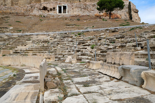 view of the Parthenon and ruins in the foreground