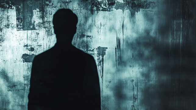 A mysterious silhouette against a textured, abstract background, evoking feelings of contemplation and introspection.