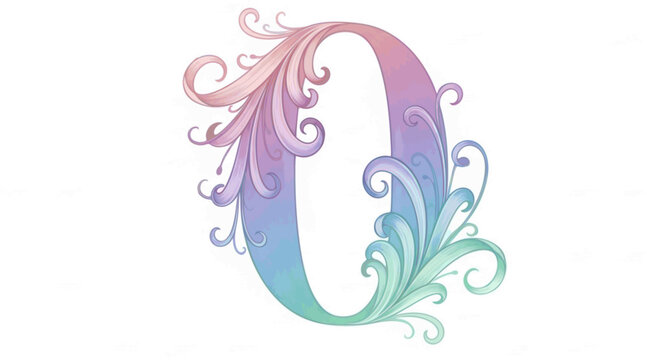 colored number 0 written in elegant way