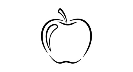 Fototapeta premium Simple Black Outline Drawing of a Fresh Apple Fruit.