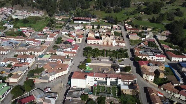 Sativanorte, Boyaca - Colombia. February 28, 2026. Panoramic drone view of the municipality located 143 kilometers from Tunja.