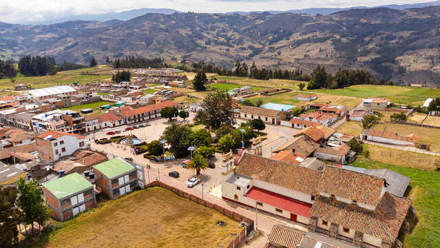 Tota, Boyaca - Colombia. March 3, 2026. Panoramic drone view of the municipality, located 95.7 kilometers from Tunja.