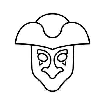 Bauta mask icon. Entertainment and masquerade line symbol. Black and white.