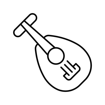 Baglama saz icon. Entertainment and string instrument line symbol. Black and white.