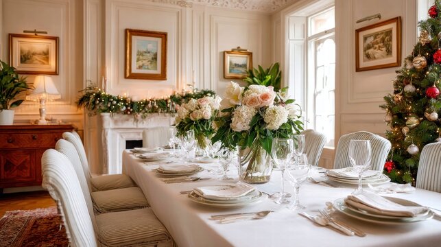 Elegant Christmas Dinner Table Setting