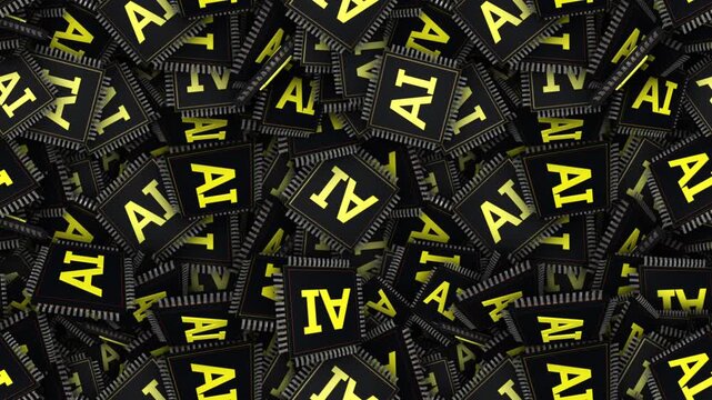 Seamless AI Artificial Intelligence Chip Animation Background, Endless, Loop

