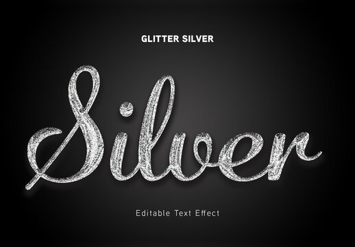 Glitter Silver Script Text Effect
