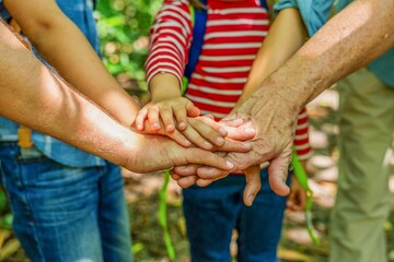 Unity across generations outdoors.