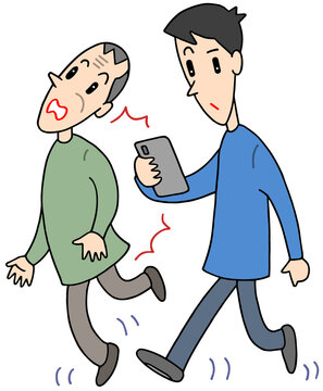 スマホ関連のイラスト - スマートフォン・歩きスマホ・前方不注意・追突