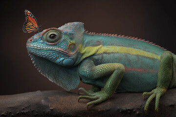Fototapeta premium iguana on a tree