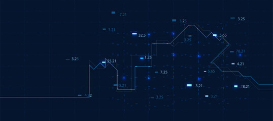 Fototapeta premium Economic Data Analysis, Financial Growth Chart, Digital Business Background