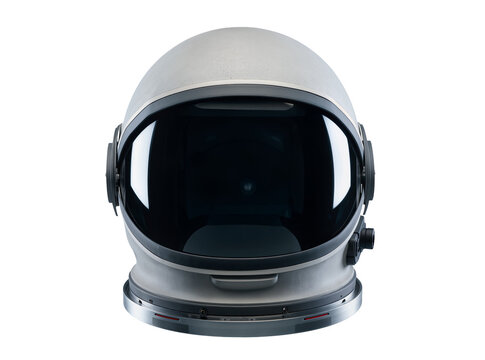Isolated modern astronaut helmet with dark reflective visor, essential for futuristic space travel.