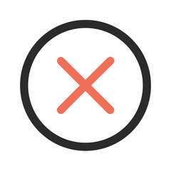 Obraz premium Red Cross Close Icon in Circle