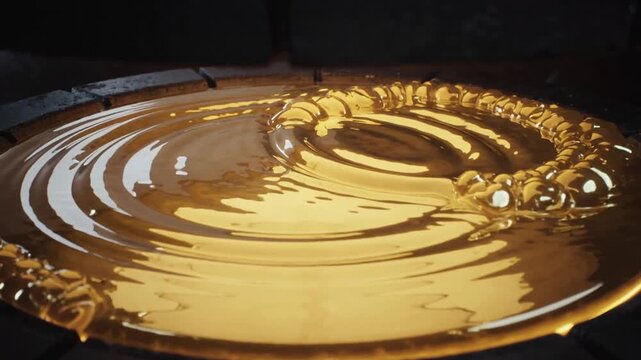 Reacting molten metal pool forming bubbling ring after right disturbance in foundry, crucible gap