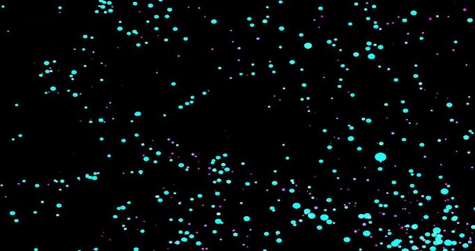 Different blue circles move and change in four frames on a black background with varying patterns and designs