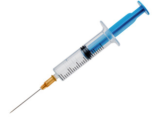 Fototapeta premium Isolated medical syringe for injection, vaccine, and drug delivery, healthcare equipment