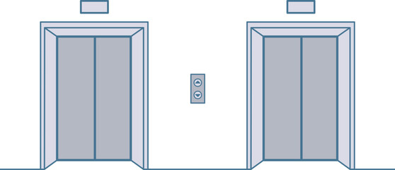 オフィスビルのエレベーターのイラスト © perisuta