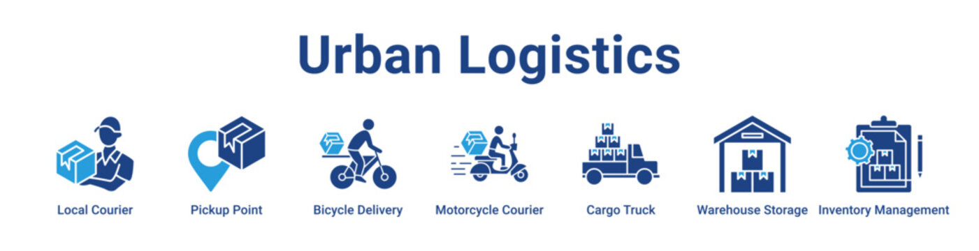 Urban Logistics Icon Banner and Collection