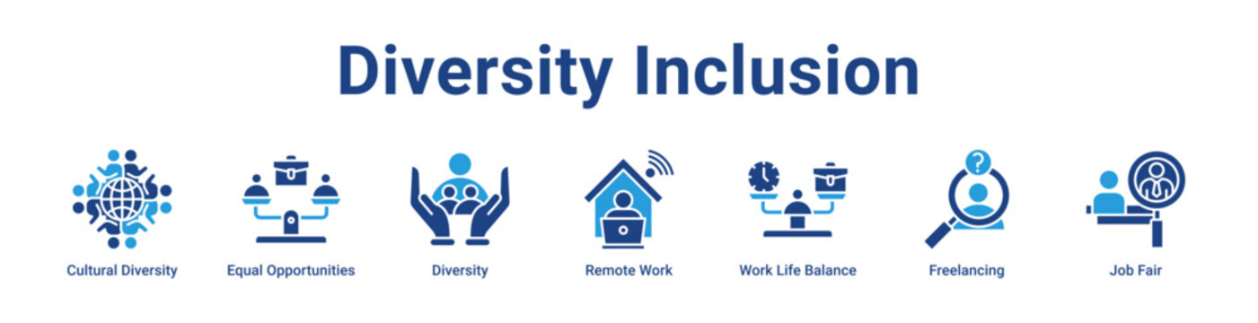 Diversity Inclusion Icon Banner and Collection