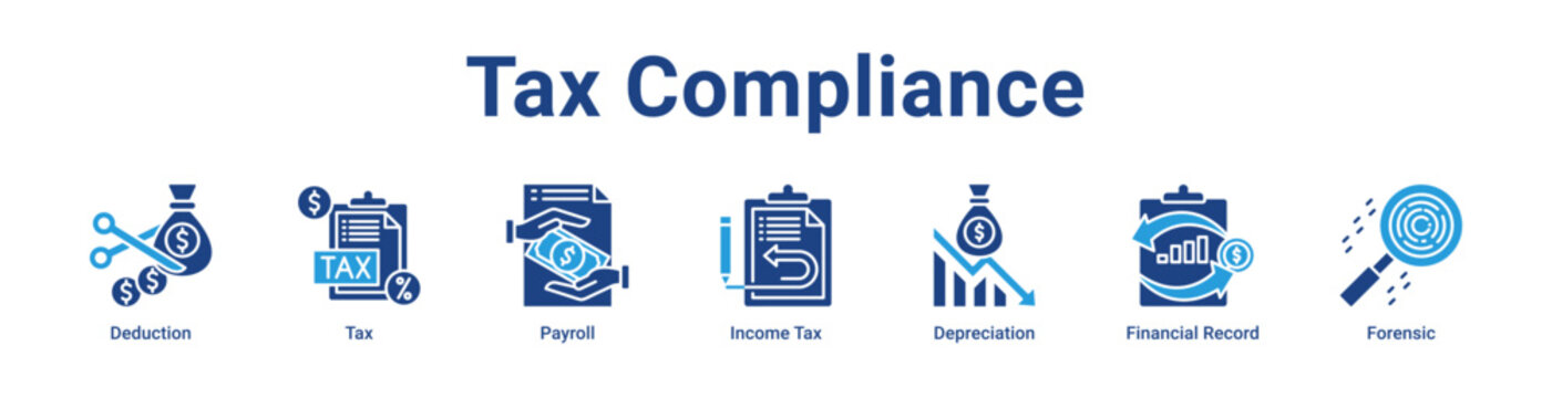 Tax Compliance Icon Banner and Collection