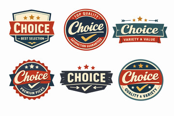 Obraz premium Vintage choice labels and badges offering top quality, best selection, premium picks, variety, and value