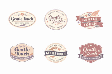 Obraz premium Collection of organic gentle touch logos with soft pastel colors, expressing comfort, care, and delicate wellness themes