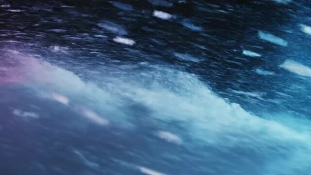 Abstract swirling vapor with vibrant colors and glistening particles creates a dynamic background