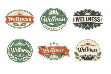 Obraz premium Wellness logos collection featuring natural and holistic elements for health, balance, and self-care branding