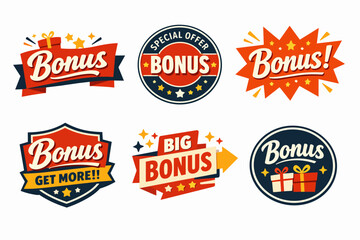 Obraz premium Collection of bonus labels and special offer badges for sales promotions, discounts, and marketing campaigns