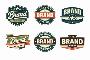 Fototapeta premium Vintage brand labels and emblems creating an aged design style with retro elements and quality product concepts