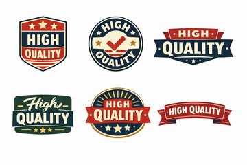 Obraz premium Set of high quality badges, labels, and banners in a vintage style, ideal for product branding and service trust
