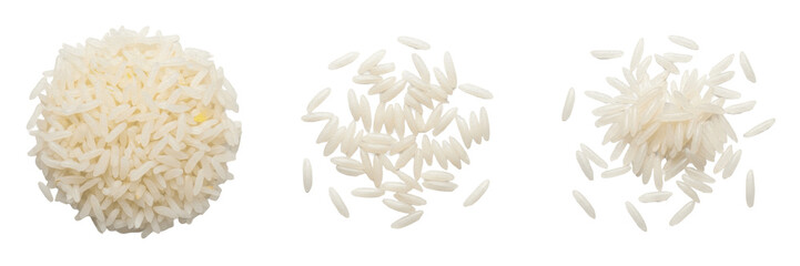 Cooked basmati rice grains Oryza sativa indica long grain basmati fluffy cooked rice aromatic steamed basmati rice isolated on white background studio shot © SmartBee