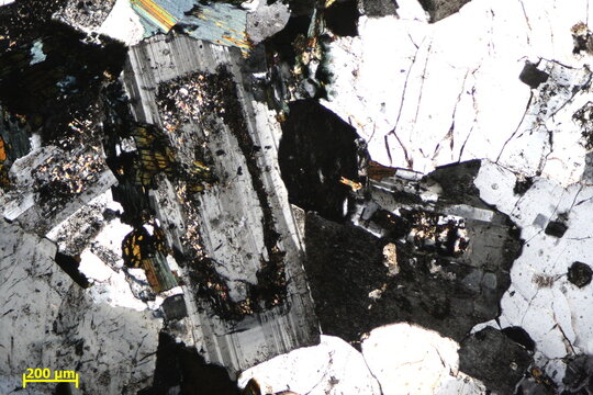 Volcanic rock minerals under microscope 