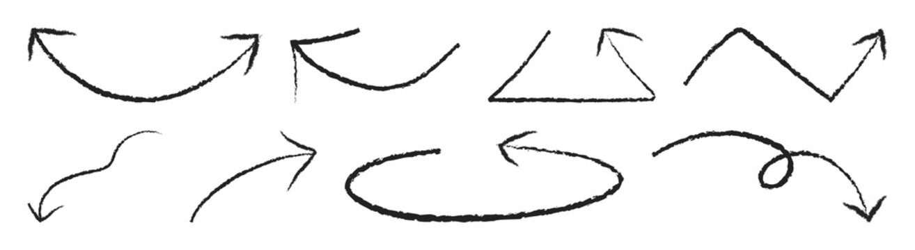 Hand-drawn arrows and lines element set