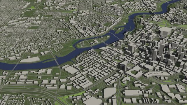 3D looped animation of city -  Minneapolis Minnesota USA