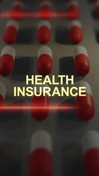 Health Insurance Text over Drug Typography - Vertical