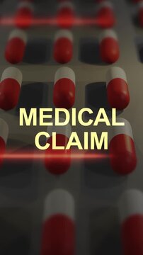 Medical Claim Text over Drug Typography - Vertical