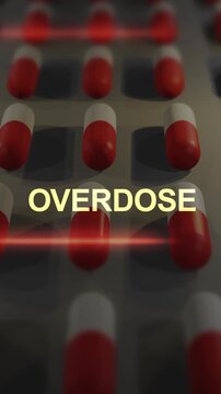 Overdose Claim Text over Drug Typography - Vertical