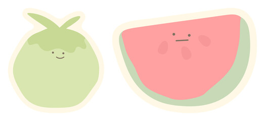 Fototapeta premium Cute cartoon fruit stickers