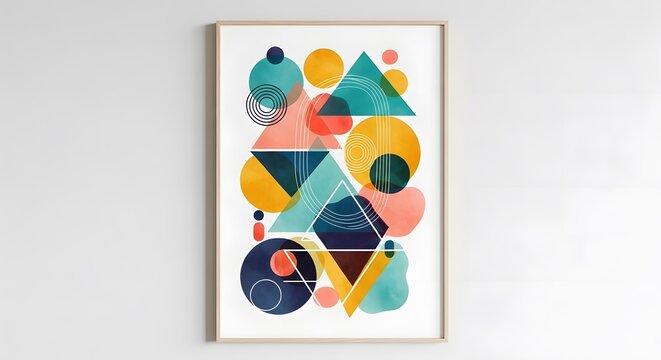 Colorful Geometric Abstract Art Poster for Modern Decor.