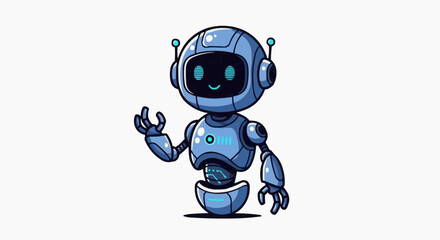 Fototapeta premium A cartoon robot with a headset and a friendly smile
