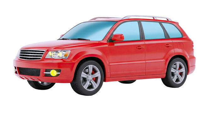Red SUV Car with Tinted Windows and Roof Rack