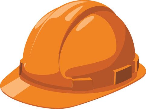 Construction safety helmet vector illustration, orange hard hat protective gear icon, industrial worker equipment, engineering site safety concept design
