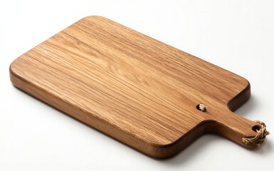 Fototapeta premium Wooden cutting board with natural grain and tied handle minimalist
